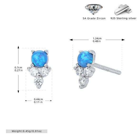 S925 Sterling Silver Inlaid Zircon Geometric Elegant Women's Earrings