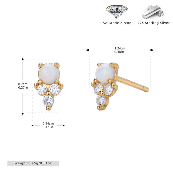 S925 Sterling Silver Inlaid Zircon Geometric Elegant Women's Earrings