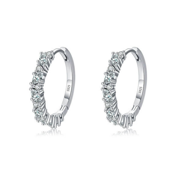 S925 Sterling Silver Inlaid Zircon Geometric Niche Design Women's Earrings