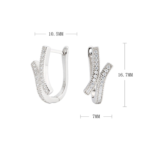 S925 Sterling Silver Inlaid Zircon Ushape Women's Earrings