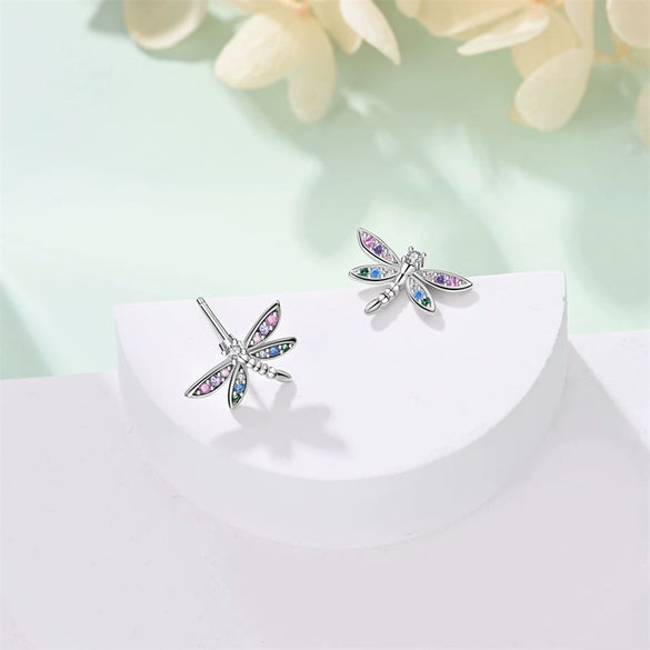 S925 Sterling Silver Insects Dragonfly Butterfly Turtle Earrings Electroplated