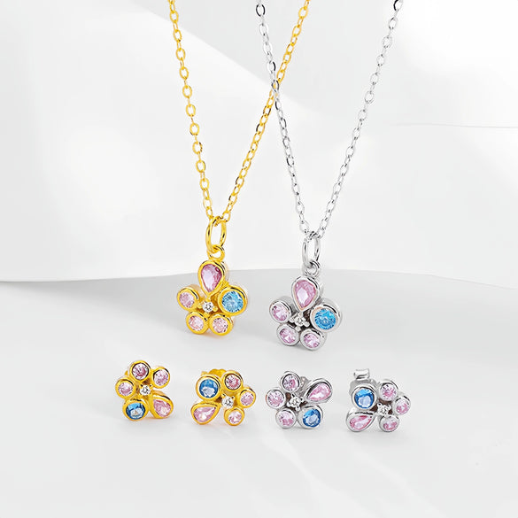 S925 Sterling Silver Irregular Flower Jewelry For Women Sweet Fresh Style