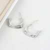 S925 Sterling Silver Irregular Geometric C Shaped Pleated Earrings With Electroplated Finish For Women