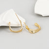 S925 Sterling Silver Irregular Geometric C Shaped Pleated Earrings With Electroplated Finish For Women