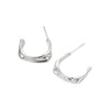 S925 Sterling Silver Irregular Geometric C Shaped Pleated Earrings With Electroplated Finish For Women
