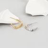 S925 Sterling Silver Irregular Geometric C Shaped Pleated Earrings With Electroplated Finish For Women