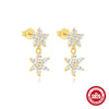 S925 Sterling Silver Irregular Ladder Square Geometric Bow Water Drop Zircon Electroplated Minimalist Women's Drop Earrings