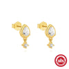 S925 Sterling Silver Irregular Ladder Square Geometric Bow Water Drop Zircon Electroplated Minimalist Women's Drop Earrings