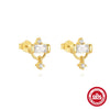 S925 Sterling Silver Irregular Ladder Square Geometric Bow Water Drop Zircon Electroplated Minimalist Women's Drop Earrings