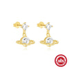S925 Sterling Silver Irregular Ladder Square Geometric Bow Water Drop Zircon Electroplated Minimalist Women's Drop Earrings