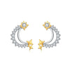 S925 Sterling Silver Irregular Star Moon Earrings Electroplated Jewelry Accessories For Women