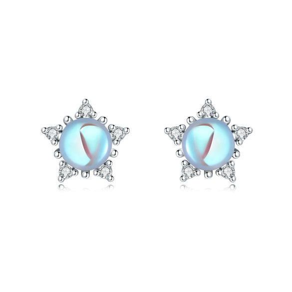 S925 Sterling Silver Irregular Star Moon Earrings Electroplated Jewelry Accessories For Women