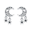 S925 Sterling Silver Irregular Star Moon Earrings Electroplated Jewelry Accessories For Women