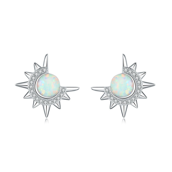 S925 Sterling Silver Irregular Star Moon Earrings Electroplated Jewelry Accessories For Women