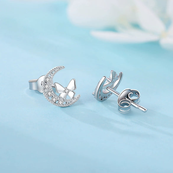 S925 Sterling Silver Irregular Star Moon Earrings Electroplated Jewelry Accessories For Women