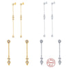 S925 Sterling Silver Irregular Tassel Chain Water Drops Horse Eyes With Diamond Geometric Earrings Electroplated