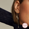 S925 Sterling Silver Irregular Tassel Chain Water Drops Horse Eyes With Diamond Geometric Earrings Electroplated