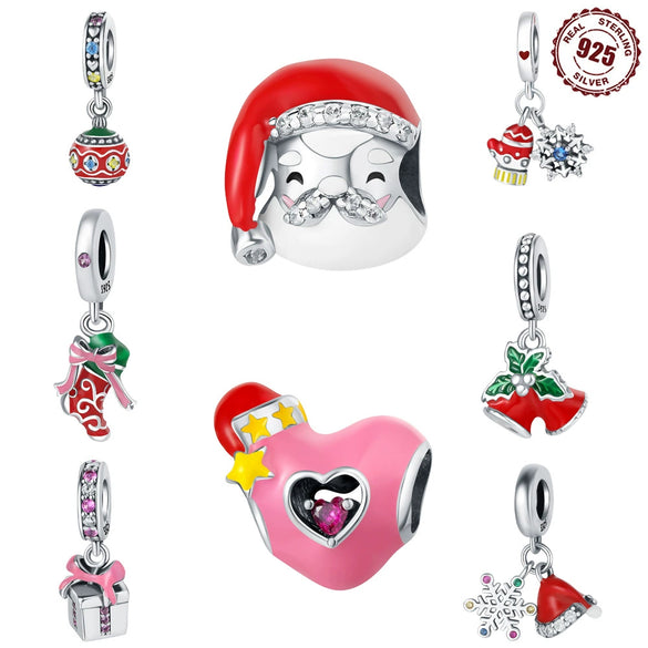 S925 Sterling Silver Jewelry Accessories With Dripping Oil Treatment And Christmas Theme For Diy Bracelet And Necklace