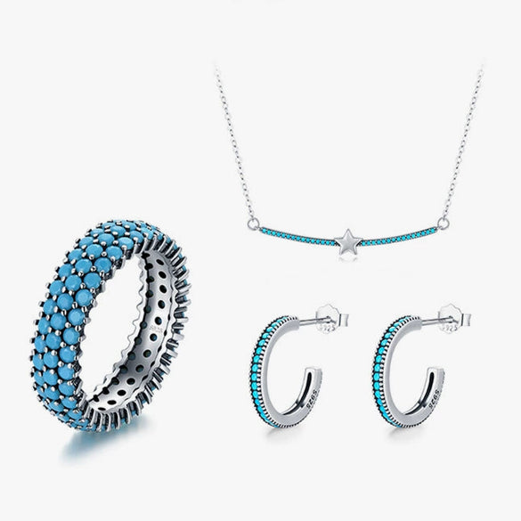 S925 Sterling Silver Jewelry Set With Retro Style Micro Inlay Star Sun Moon Clouds Universe Pattern Cross Chain For Women