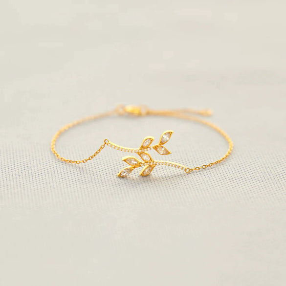 S925 Sterling Silver Leaf Branch Women's Electroplated Bracelet