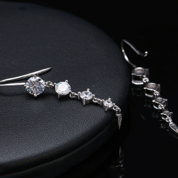 S925 Sterling Silver Leaf Geometric Zircon Stud Earrings For Women Electroplated Fine Jewelry Wholesale