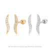 S925 Sterling Silver Leaf Shaped Electroplated Women's Fashionable Piercing Earrings With Zircon