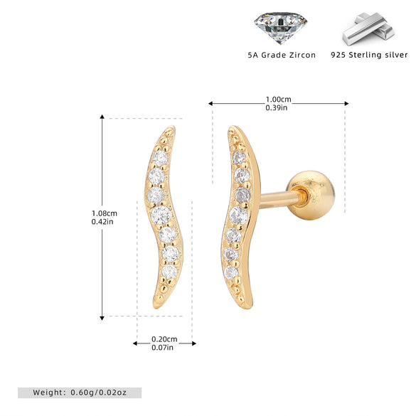 S925 Sterling Silver Leaf Shaped Electroplated Women's Fashionable Piercing Earrings With Zircon