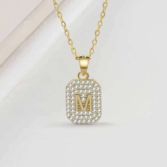 S925 Sterling Silver Letter Pendant Necklace For Women Simple Geometric Clavicle Chain With Electroplated Finish