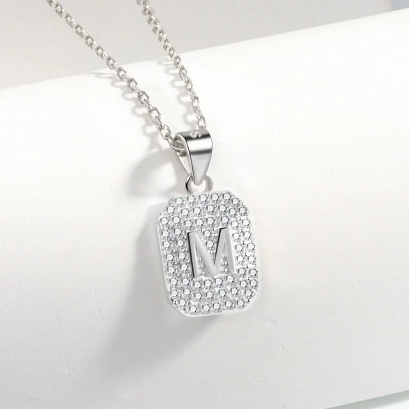 S925 Sterling Silver Letter Pendant Necklace For Women Simple Geometric Clavicle Chain With Electroplated Finish