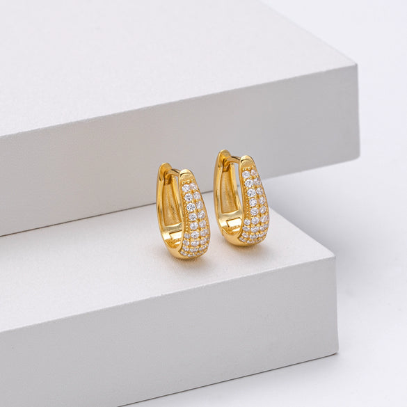 S925 Sterling Silver Light Luxury Geometric Inlaid Zircon Women's Earrings