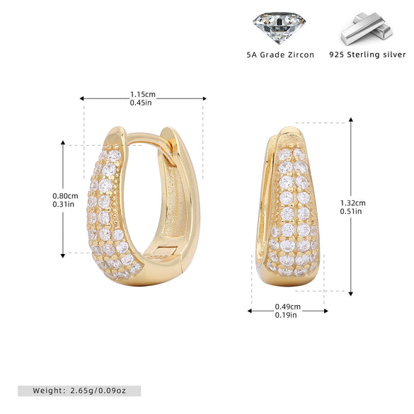 S925 Sterling Silver Light Luxury Geometric Inlaid Zircon Women's Earrings