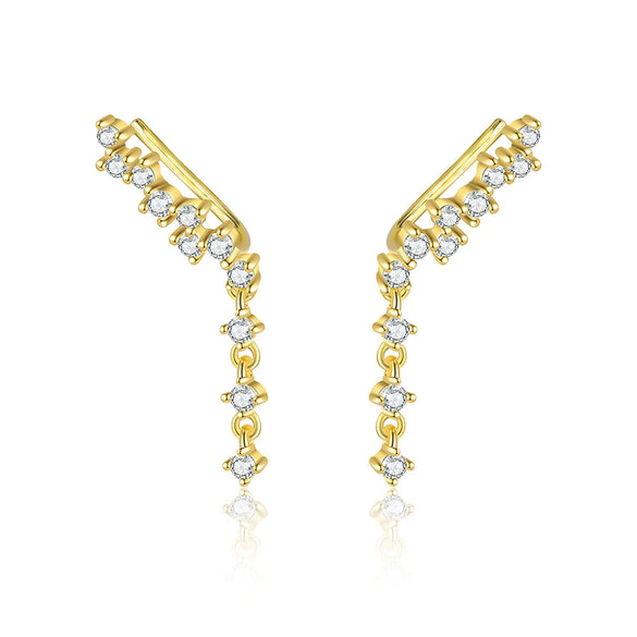 S925 Sterling Silver Light Luxury Geometric Zirconia Insert Ear Clip Women's Fashion Tassel Earrings