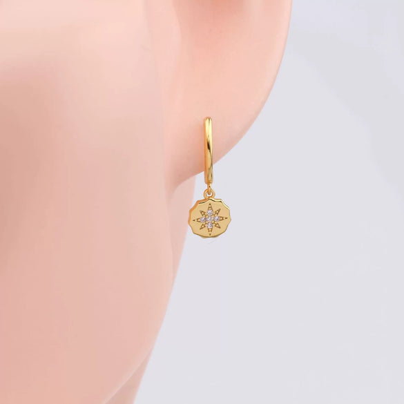 S925 Sterling Silver Light Luxury Microinlaid Stone Eight Mans Star Eardrop Women's Earbuckle