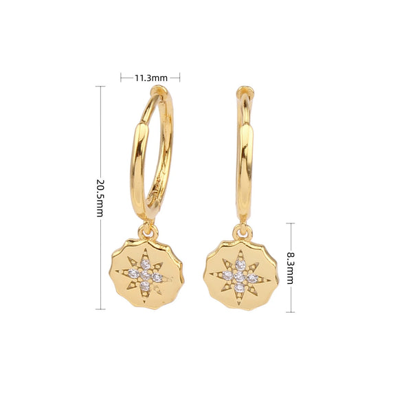 S925 Sterling Silver Light Luxury Microinlaid Stone Eight Mans Star Eardrop Women's Earbuckle