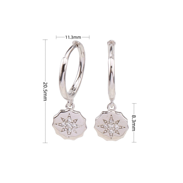 S925 Sterling Silver Light Luxury Microinlaid Stone Eight Mans Star Eardrop Women's Earbuckle