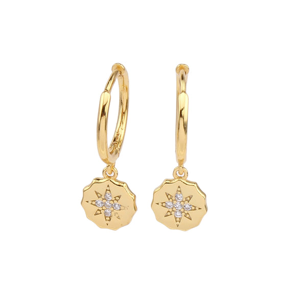 S925 Sterling Silver Light Luxury Microinlaid Stone Eight Mans Star Eardrop Women's Earbuckle