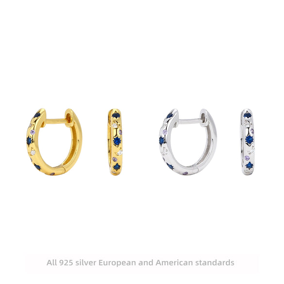 S925 Sterling Silver Light Luxury Ushape Inlaid Zircon Earrings