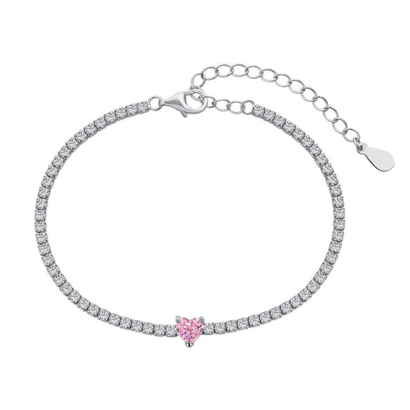 S925 Sterling Silver Light Luxury Women's Bracelet With Heart Drop Geometric Shapes Electroplated