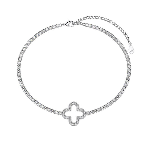 S925 Sterling Silver Light Luxury Women's Bracelet With Heart Drop Geometric Shapes Electroplated