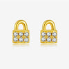 S925 Sterling Silver Lock Key Earrings Microinlaid Zircon Electroplated Platinum 18K Gold Fashion Unisex