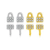 S925 Sterling Silver Lock Key Earrings Microinlaid Zircon Electroplated Platinum 18K Gold Fashion Unisex