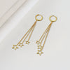 S925 Sterling Silver Long Tassel Earrings For Women With Gold Plated Star Geometric Design Elegant Sweet Drop Earrings
