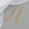 S925 Sterling Silver Long Tassel Earrings For Women With Gold Plated Star Geometric Design Elegant Sweet Drop Earrings