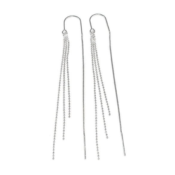 S925 Sterling Silver Long Three Line Tassel Earrings Simple Geometric Elegant Dangle Earrings For Women