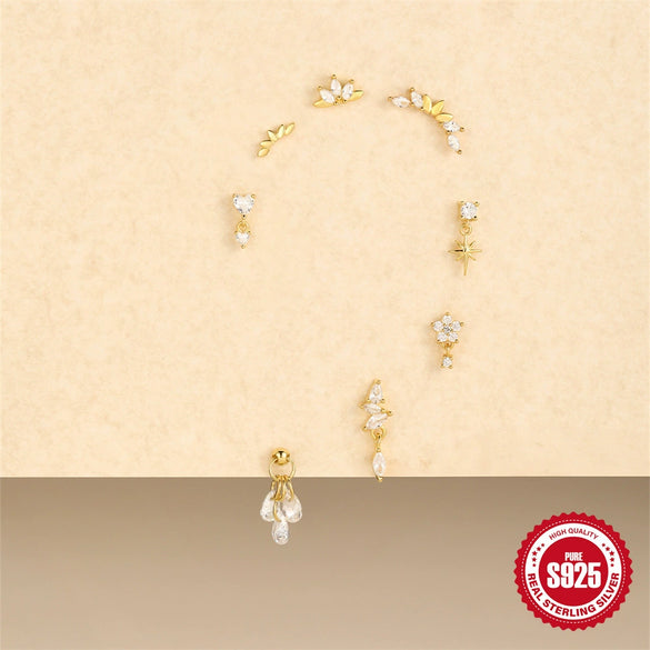 S925 Sterling Silver Lotus Diamond Soft Bone Spiral Piercing Earrings With Electroplating Geometric Shape For Women