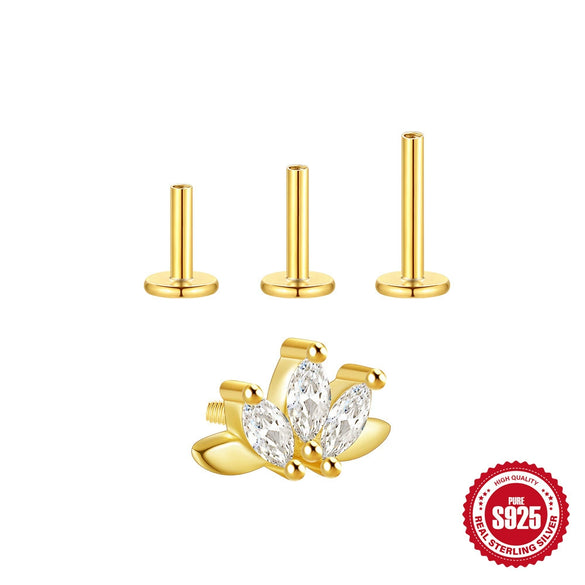 S925 Sterling Silver Lotus Diamond Soft Bone Spiral Piercing Earrings With Electroplating Geometric Shape For Women