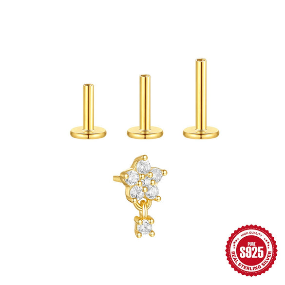 S925 Sterling Silver Lotus Diamond Soft Bone Spiral Piercing Earrings With Electroplating Geometric Shape For Women