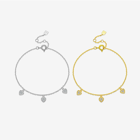 S925 Sterling Silver Love Pendant Bracelet For Women With Electroplated Platinum Or 18K Gold Light Luxury Style