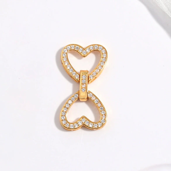 S925 Sterling Silver Love Shaped Universal Buckle For Necklace And Diy Beaded Bracelet With Zirconia Design