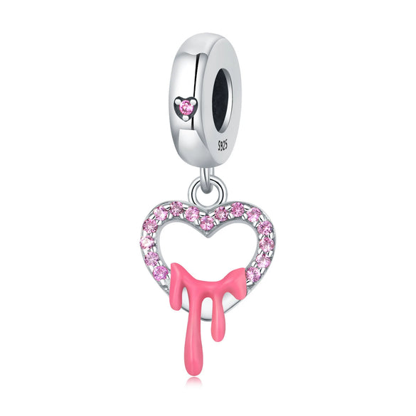 S925 Sterling Silver Lovers Family Friendship Pendant Diy Jewelry Accessories Bracelet With Dripping Oil Design